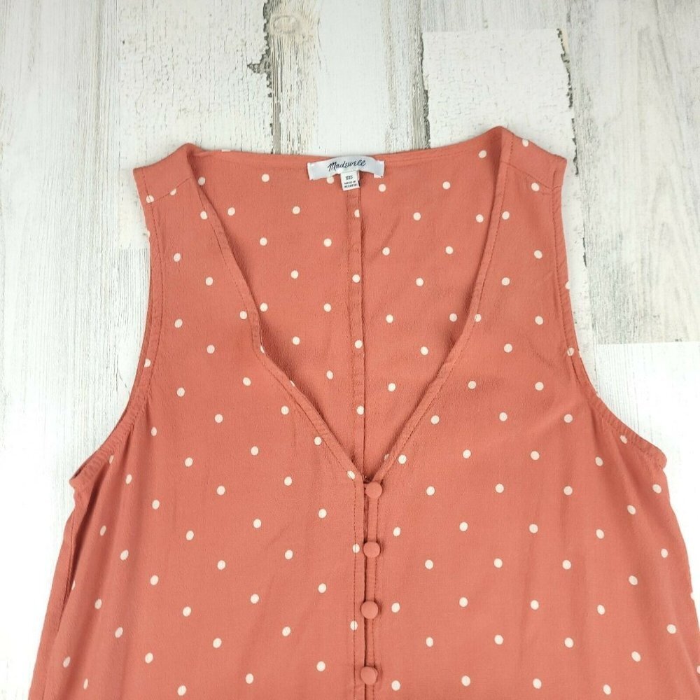Madewell Heather Polka Dot Button Front Mini Swing Dress Orange Size XXS - Picture 6 of 10